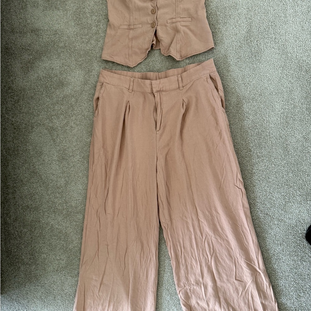 SHEIN Tan Wide Leg Pants Jumpsuit